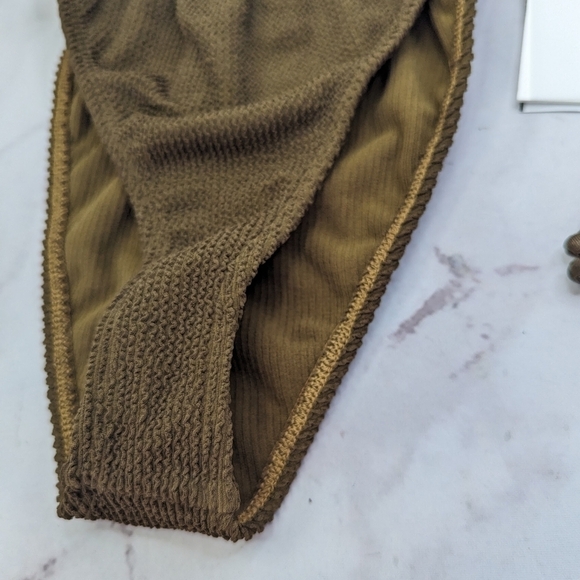 Good American Swim Bottom Women 7 8 4X 5X Mocha Brown Crinkle Tiny Ties Bikini - Picture 3 of 12